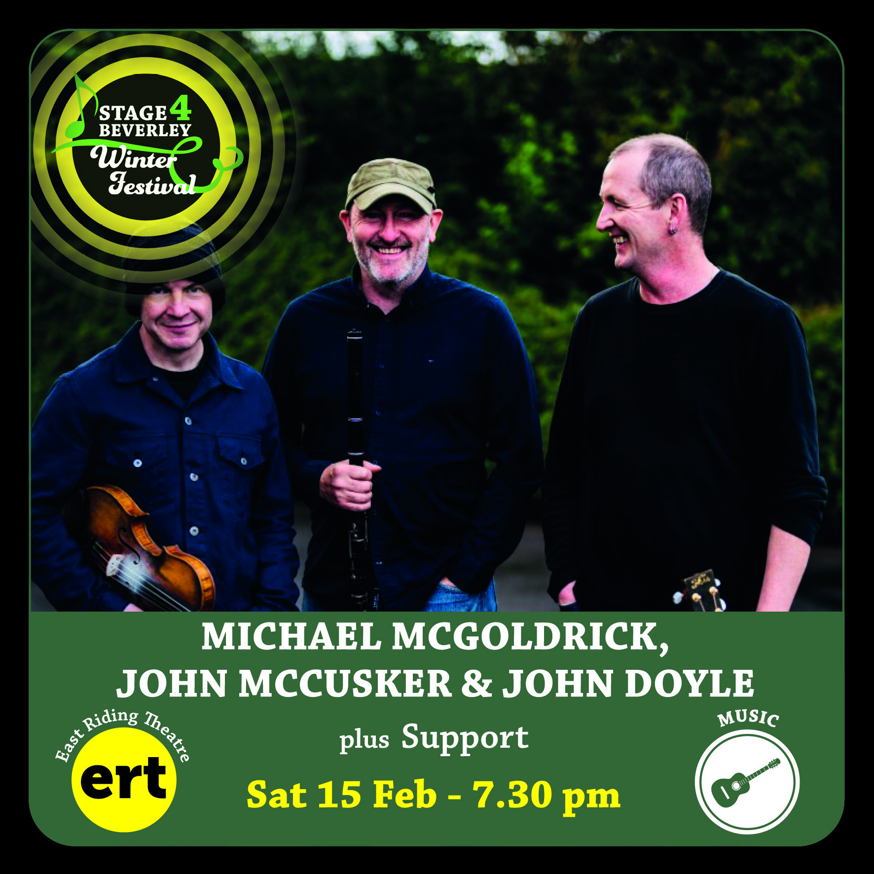 Stage4Beverley Winter Festival | Michael McGoldrick, John McCusker and John Doyle – Folk Music’s Musical Magpies